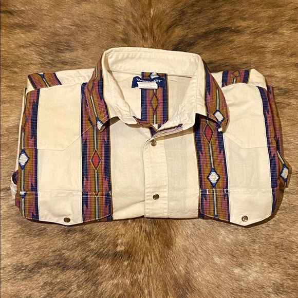 Wrangler Tops - Wrangler aztec button up, pearl snap, 2XL